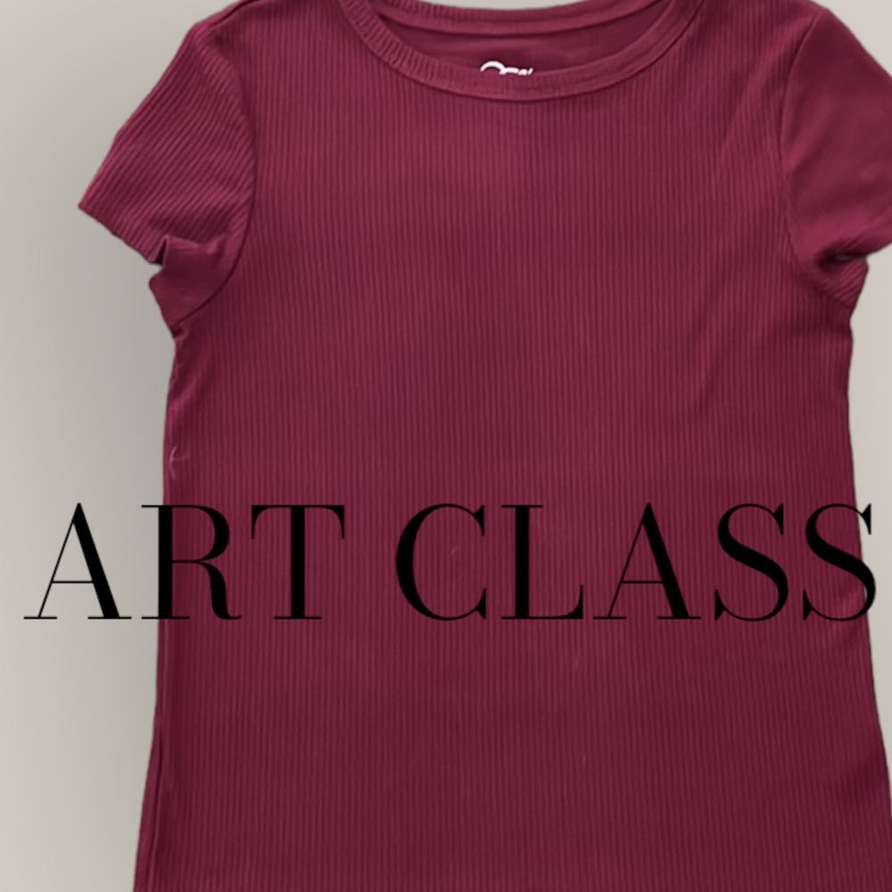 Ribbed maroon girls fitted t shirt from Art Class